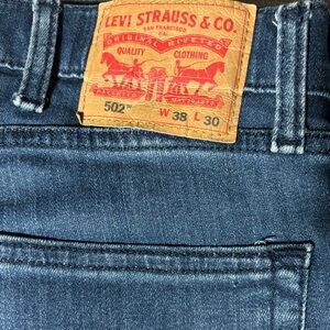 Levi's Men's Slim Straight Jeans - Dark Blue with Tan Patch